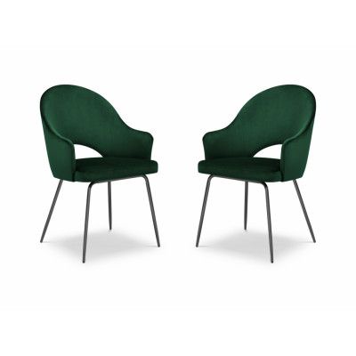 MICADONI Johnny matstol med armstöd - grön sammet och svart metall