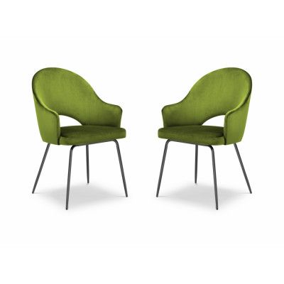 MICADONI Johnny matstol med armstöd - grön sammet och svart metall