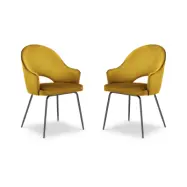 MICADONI Johnny matstol med armst&ouml;d - gul sammet och svart metall