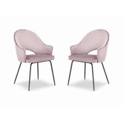 MICADONI Johnny matstol med armstöd - lila sammet och svart metall