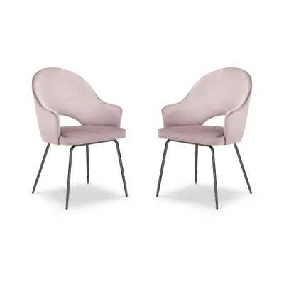 MICADONI Johnny matstol med armstöd - lila sammet och svart metall