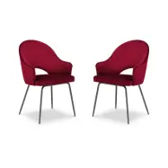 MICADONI Johnny matstol med armst&ouml;d - r&ouml;d sammet och svart metall