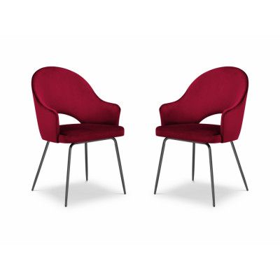 MICADONI Johnny matstol med armstöd - röd sammet och svart metall