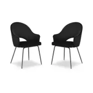 MICADONI Johnny matstol med armst&ouml;d - svart sammet och svart metall