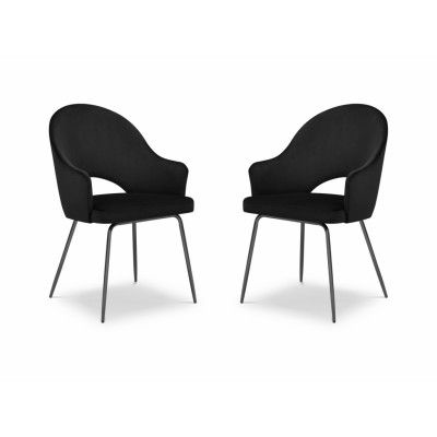 MICADONI Johnny matstol med armstöd - svart sammet och svart metall