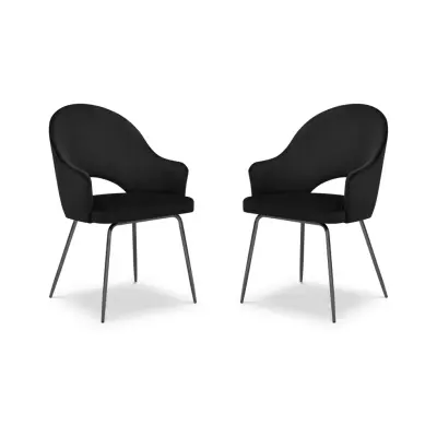 MICADONI Johnny matstol med armstöd - svart sammet och svart metall