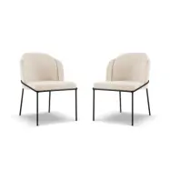 MICADONI Limmen matstol - beige bouclé och svart metall (set med 2)