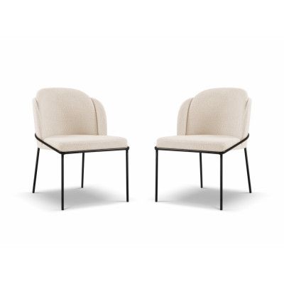 MICADONI Limmen matstol - beige bouclé och svart metall (set med 2)