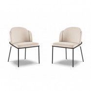 MICADONI Limmen matstol - beige sammet och svart metall (set med 2)