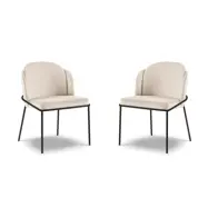 MICADONI Limmen matstol - beige sammet och svart metall (set med 2)