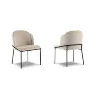 MICADONI Limmen matstol - beige sammet och svart metall (set med 2)