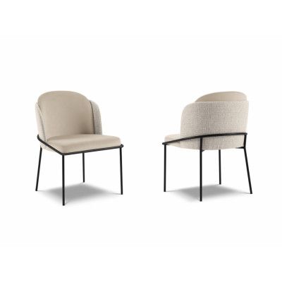 MICADONI Limmen matstol - beige sammet och svart metall (set med 2)