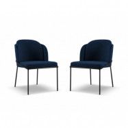 MICADONI Limmen matstol - blå bouclé och svart metall (set med 2)
