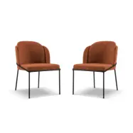 MICADONI Limmen matstol - brun bouclé och svart metall (set med 2)