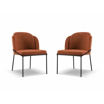 MICADONI Limmen matstol - brun bouclé och svart metall (set med 2)