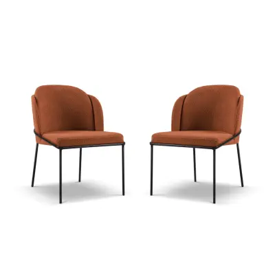 MICADONI Limmen matstol - brun bouclé och svart metall (set med 2)