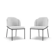 MICADONI Limmen matstol - grå bouclé och svart metall (set om 2)