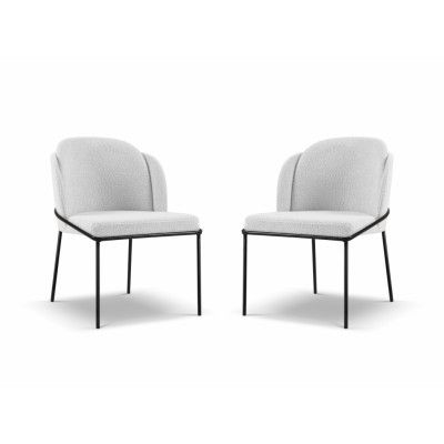 MICADONI Limmen matstol - grå bouclé och svart metall (set om 2)