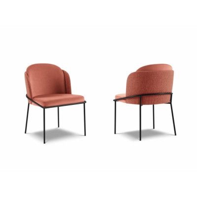 MICADONI Limmen matstol - korall sammet och svart metall (set med 2)