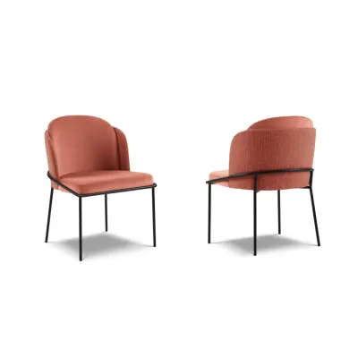 MICADONI Limmen matstol - korall sammet och svart metall (set med 2)