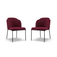 MICADONI Limmen matstol - röd bouclé och svart metall (set med 2)