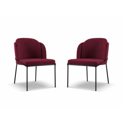 MICADONI Limmen matstol - röd bouclé och svart metall (set med 2)