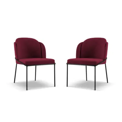 MICADONI Limmen matstol - röd bouclé och svart metall (set med 2)