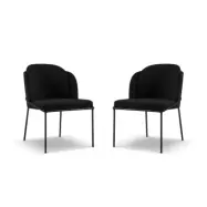 MICADONI Limmen matstol - svart bouclé och svart metall (set med 2)