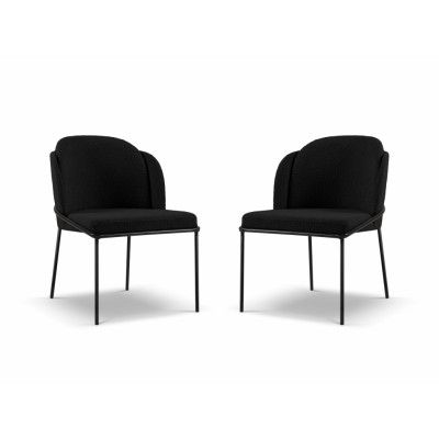 MICADONI Limmen matstol - svart bouclé och svart metall (set med 2)