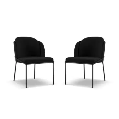 MICADONI Limmen matstol - svart bouclé och svart metall (set med 2)