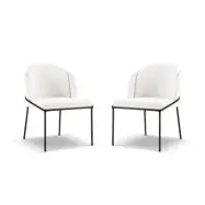 MICADONI Limmen matstol - vit bouclé och svart metall (set med 2)
