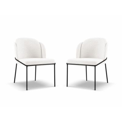 MICADONI Limmen matstol - vit bouclé och svart metall (set med 2)