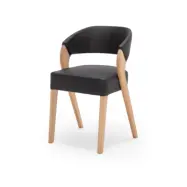 NocNoi Brokholm Matstol - Svart Konstläder och Ben i Ek, med Armstöd