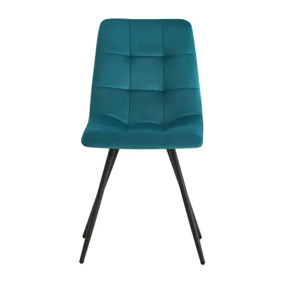 NORDLYS Bjørn matstol - ankblå sammet och svart metall