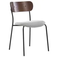 NORDLYS Lincoln matstol, stapelbar - grått tyg, trä och svart metall