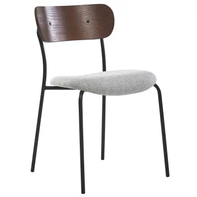 NORDLYS Lincoln matstol, stapelbar - grått tyg, trä och svart metall