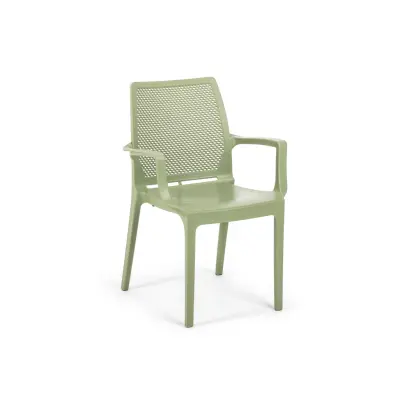 NORDVÄRK Ikon matstol, w. armstöd - grön polypropen