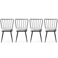 NORDVÄRK matstol - sammet och svart metall (set om 4)