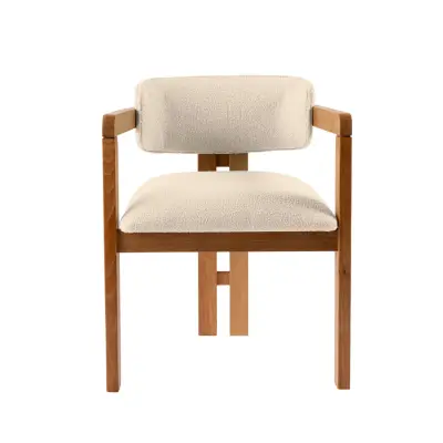 NORDVÄRK Mistral matstol, med armstöd - off-white polyester och polerad bokträ i ek