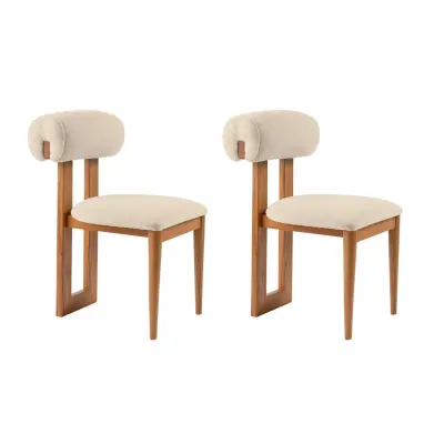 NORDVÄRK Natura matstol - benvit polyester och polerad bokträ i ek (set om 2)