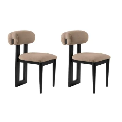 NORDVÄRK Natura matstol - sand/beige polyester och svart bokträ (set om 2)