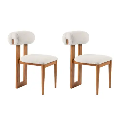 NORDVÄRK Natura matstol - vit polyester och polerad bokträ (set om 2)