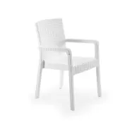 NORDVÄRK Rotting Royale matstol, w. armstöd - vit polypropen