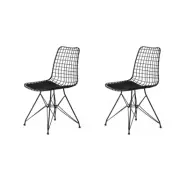 NORDVÄRK Tivola matstol - svart läder och svart metall (set om 2)