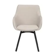 ROWICO Alison Matstol, med Armst&ouml;d och Snurrfunktion - Beige Polypropen och Svart Metall