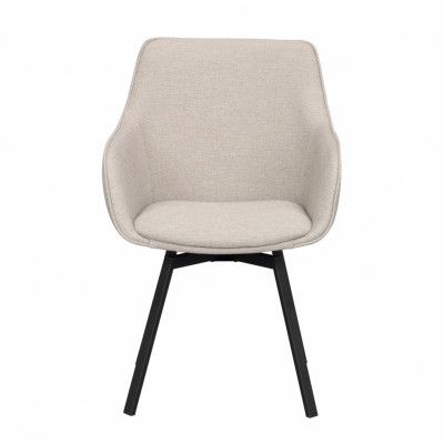 ROWICO Alison Matstol, med Armstöd och Snurrfunktion - Beige Polypropen och Svart Metall