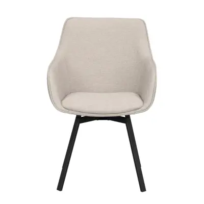 ROWICO Alison Matstol, med Armstöd och Snurrfunktion - Beige Polypropen och Svart Metall