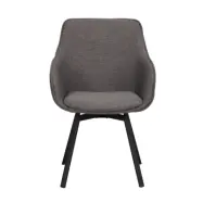 ROWICO Alison Matstol, med Armst&ouml;d och Snurrfunktion - Gr&aring; Polypropen och Svart Metall