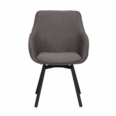 ROWICO Alison Matstol, med Armstöd och Snurrfunktion - Grå Polypropen och Svart Metall