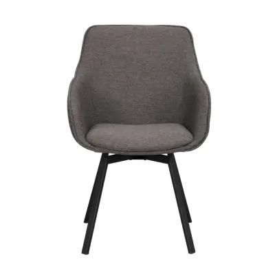 ROWICO Alison Matstol, med Armstöd och Snurrfunktion - Grå Polypropen och Svart Metall